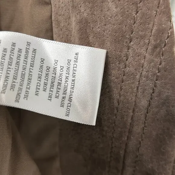 Blank NYC French Taupe Cropped Suede Moto Jacket Size M Belted Leather - Picture 8 of 10